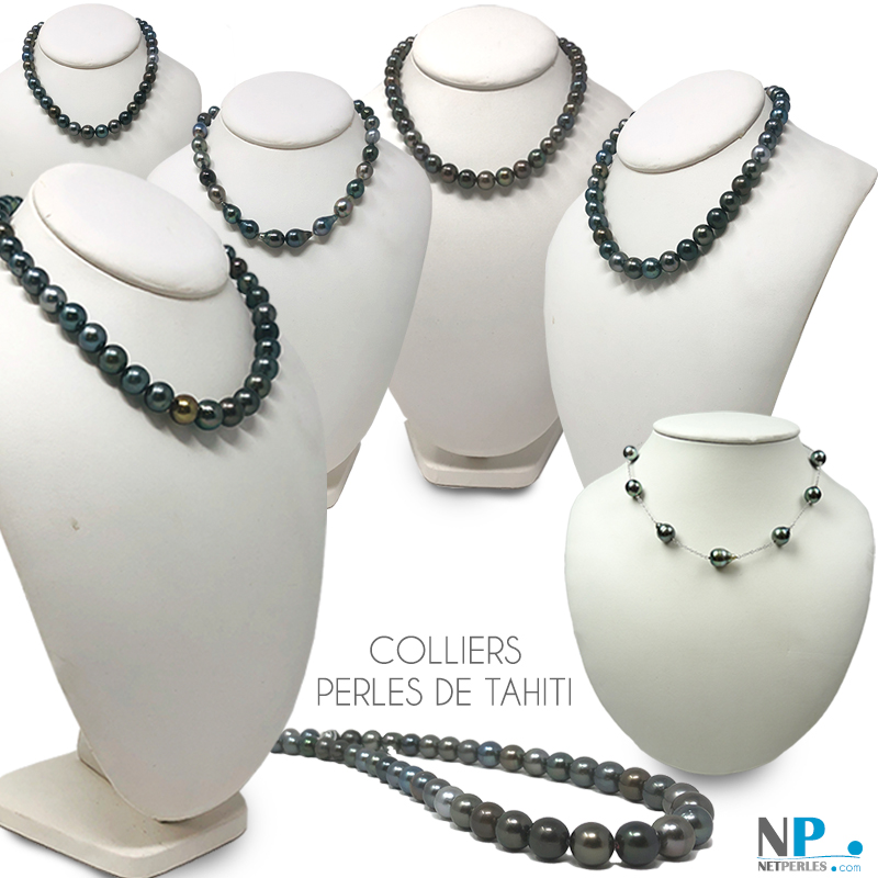 COLLIERS DE PERLES DE TAHITI - PERLES NOIRES - COLLIERS PERLES DE LUXE